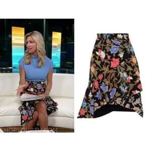 PETER PILOTTO Floral Skirt Size 4 Black Colorful Ruffle As Seen on TV! Designer